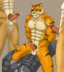  anal anal_penetration anthro balls biceps big_muscles big_penis black_fur black_nipples blue_nose body_markings brown_fur canine chest_tuft clenched_teeth cowgirl_position cum cum_on_chest cum_on_face cum_on_penis cum_string cum_while_penetrated cumshot erection eye_patch eyes_closed eyewear faceless_male fangs feline foursome fur gangbang gay grey_fur gripping group group_sex hair hands-free holding humanoid_penis kraidhiel leaking lion lying male mammal markings muscles nipples nude on_back on_top orange_fur orgasm panther pecs penetration penis pubes scar sex sheath sitting solo_focus spread_legs spreading standing straddling stripes tan_fur teeth tiger toned tuft wolf 