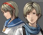  blonde_hair blue_eyes blue_sailor_collar child dual_persona fuji_(d38635s10) hairband lowres multiple_girls resident_evil resident_evil_2 resident_evil_6 sailor_collar scarf sherry_birkin 