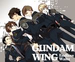  black_eyes black_hair blonde_hair blue_eyes braid brown_hair chang_wufei copyright_name duo_maxwell gundam gundam_wing gundam_wing_endless_waltz heero_yuy hoshino_lily jacket long_hair looking_at_viewer looking_back multiple_boys ponytail purple_eyes quatre_raberba_winner single_braid smile trowa_barton 