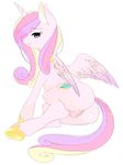  butt equine female feral friendship_is_magic fur hair horn horse japananon long_hair looking_at_viewer mammal my_little_pony pink_fur plain_background pony princess_cadance_(mlp) pussy solo white_background winged_unicorn wings 