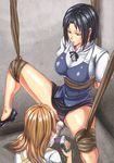  bdsm blue_eyes bondage bound camcorder hyperman_ys long_hair multiple_girls panties shirafuji_kyouko short_hair skirt spread_legs todoroki_yachiyo trembling underwear waitress working!! yuri 