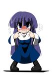  asagami_fujino blush chibi flying_sweatdrops kara_no_kyoukai kieyza long_hair purple_hair smile solo 