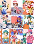  black_hair blonde_hair blue_hair brown_hair drink genderswap genderswap_(mtf) green_hair highres kaze_no_klonoa king_of_sorrow klonoa leorina lolo_(klonoa) moo_(klonoa) multiple_girls oekaki one_eye_closed personification popka restaurant tat_(klonoa) tears tomoshibi_hidekazu waitress 