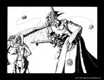  2boys artist_request blazblue bridget_(guilty_gear) carl_clover crossover greyscale guilty_gear hat marionette monochrome multiple_boys nirvana otoko_no_ko puppet top_hat yo-yo 