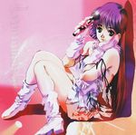  80s choujikuu_yousai_macross hands legs lips long_hair lynn_minmay macross macross:_do_you_remember_love? microphone mikimoto_haruhiko official_art oldschool skirt solo 