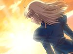  ahoge artoria_pendragon_(all) blonde_hair closed_eyes fate/stay_night fate/unlimited_codes fate_(series) hair_down higurashi_ryuuji resizing_artifacts saber solo 