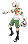  bad_id bad_pixiv_id ball gloves goalkeeper headband ibuki_munemasa inazuma_eleven_(series) inazuma_eleven_go inazuma_eleven_go_galaxy jaenbba male_focus sailor_collar simple_background smile soccer_ball soccer_uniform solo sportswear telstar white_background white_hair 