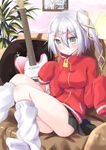  bad_id bad_pixiv_id banned_artist grey_eyes guitar instrument jacket loose_socks mirai_(macharge) original socks solo track_jacket white_hair 