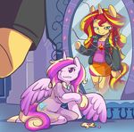  anthro clothed clothing ende equestria_girls equine friendship_is_magic green_eyes hair horn horse jacket mammal multi-colored_hair my_little_pony pony princess_cadance_(mlp) purple_eyes royalty smile suggestive sunset_shimmer_(eg) two_tone_hair unicorn winged_unicorn wings 