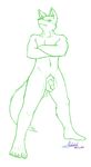  anthro balls biceps canine claws coyote eye_scar flaccid fur male mammal muscles navel nude packmind pecs penis plain_background pose pubes scar sheath solo standing toe_claws white_background 