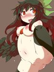  1girl anus black_hair blush bow breasts collagen hair_bow highres long_hair navel nipples open_mouth pussy red_eyes reiuji_utsuho spread_legs thighhighs tongue touhou uncensored wings 