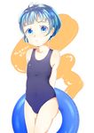  ankoromochi_(ank0) blue_eyes blue_hair innertube one-piece_swimsuit original school_swimsuit short_hair solo swimsuit 