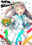  :d blush bow box brown_eyes brown_hair check_translation confetti dress earrings fingerless_gloves gift gift_box gloves hair_bow hair_ornament haruken highres jewelry long_hair looking_at_viewer love_live! love_live!_school_idol_project minami_kotori one_side_up open_mouth outstretched_arm outstretched_hand ribbon smile solo translation_request wonderful_rush 