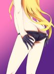  ass black_gloves black_panties butt_crack from_behind gloves half_gloves jason_(kaiten_kussaku_kikou) long_hair natasha_(sekai_seifuku) panties panty_pull sekai_seifuku:_bouryaku_no_zvezda solo underwear 