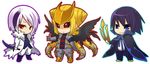  :&lt; absol alternate_form bad_id bad_pixiv_id black_sclera blonde_hair blue_eyes blue_hair bodysuit boots chibi coat commentary_request empoleon fur_trim gen_3_pokemon gen_4_pokemon giratina headwear_removed hitec male_focus multicolored_hair multiple_boys outline personification pokemon red_eyes ribbon simple_background smile standing two-tone_hair weapon white_background white_hair wings 