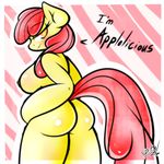  anthro anthrofied apple_bloom_(mlp) blush breasts butt english_text ep777 equine female friendship_is_magic fur hair half-closed_eyes horse mammal my_little_pony nipples nude older orange_eyes pony red_hair solo text voluptuous yellow_fur 
