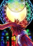  brown_hair closed_eyes crown holy_pumpkin kingdom_hearts putting_on_headwear robe solo_focus sora_(kingdom_hearts) stained_glass 