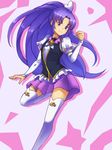  arm_warmers bad_id bad_pixiv_id cure_fortune full_body happinesscharge_precure! hikawa_iona leikangmin long_hair magical_girl necktie ponytail precure purple_eyes purple_hair purple_skirt skirt smile solo thighhighs white_legwear wide_ponytail zettai_ryouiki 