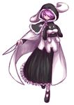  cape capelet character_request expressionless full_body fur_trim hair_over_one_eye highres holding hood knife kumauwo long_skirt mary_janes purple_eyes rinkou_no_lemuria shoes simple_background skirt solo standing stuffed_animal stuffed_toy 