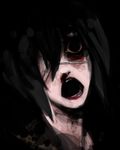  artist_request blood eyepatch face horror_(theme) irene_(looking_glass) lipstick looking_at_viewer lowres makeup nosebleed open_mouth red_sclera short_hair solo the_looking_glass 