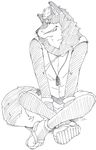  anthro canine gingitsune grin looking_at_viewer male mammal necklace rudolf sandals sitting sketch solo summon0175_(pixiv) tetsuro wolf 
