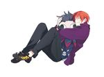  bendan-daizi caster_(fate/zero) character_doll fate/zero fate_(series) hug jacket male_focus orange_hair purple_jacket solo uryuu_ryuunosuke 