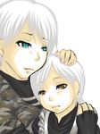  blue_eyes brown_eyes fingerless_gloves gloves hug metal_gear_(series) metal_gear_solid_2 metal_gear_solid_4 mother_and_daughter multiple_girls olga_gurlukovich setsuna_(ls_hnti) sunny_gurlukovich time_paradox white_hair 