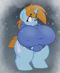  big_breasts breasts chubby crossgender equine female friendship_is_magic hoodie horn huge_breasts mammal my_little_pony obese overweight sbshouseofpancakes snips_(mlp) snow solo thick_thighs unicorn wide_hips 
