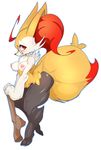  ahoge animal_ears bespectacled braixen breasts furry gen_6_pokemon glasses nipples nude pokemon pokemon_(creature) red-framed_eyewear red_eyes round_eyewear slugbox solo stick tail thick_thighs thighs 