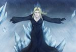  bad_id bad_pixiv_id black_coat_(kingdom_hearts) blonde_hair cloak gloves green_eyes ice jagame_(jagamo) kingdom_hearts long_hair male_focus solo vexen 