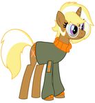  blonde_hair bottomless brown_fur clothing crossgender cutie_mark equine evilfrenzy eyewear female feral friendship_is_magic fur glasses hair horn horse mammal my_little_pony pony purple_eyes shirt solo trenderhoof_(mlp) unicorn 