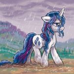  blue_eyes cutie_mark equine female feral forest friendship_is_magic hair horse karol_pawlinski mammal mountain mud my_little_pony outside pony purple_hair rain raining rarity_(mlp) solo tree walking water wet wet_hair 