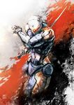  cyborg cyborg_ninja fighting_stance gray_fox helmet highres mar-c! metal_gear_(series) metal_gear_solid ninja one-eyed reverse_grip solo 