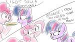  angry dialog english_text equine female feral food friendship_is_magic fur hair horn horse jakejoke mammal my_little_pony pink_fur pink_hair pinkie_pie_(mlp) plain_background pony purple_fur purple_hair sandwich sandwich_(food) solo text twilight_sparkle_(mlp) unicorn white_background 