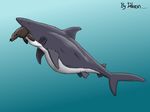  anatomically_correct dolorcin female feral fish green_eyes marine open_mouth sea seal shark underwater vorarephilia vore water 
