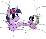  dragon duo equine female friendship_is_magic fur hair horn horse karpet-shark male mammal my_little_pony pillow pillow_fort plain_background pony purple_fur reptile scalie simple_background spike_(mlp) twilight_sparkle_(mlp) two_tone_hair unicorn white_background young 
