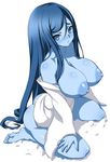  bare_shoulders barefoot blue_eyes blue_hair blue_skin blush breasts error full-face_blush huge_breasts japanese_clothes kimono long_hair looking_at_viewer nipples onomeshin open_clothes open_shirt original parted_lips puffy_nipples shiny shiny_skin shirt sitting snow solo very_long_hair wariza white_background wrong_feet yuki_onna 