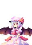  dress gradient_hair hat multicolored_hair red_eyes remilia_scarlet short_hair solo sw touhou wings wrist_cuffs 