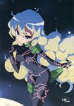  1girl absurdres antispiral_nia bodysuit cloud_hair dark_persona highres imaizumi_teruhiko long_hair multicolored_hair neon_trim nia_teppelin scan solo space tengen_toppa_gurren_lagann very_long_hair 