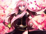  armband belt blue_eyes breasts flower hairband konno_rei long_hair medium_breasts megurine_luka purple_hair solo very_long_hair vocaloid 