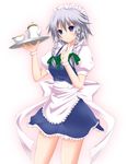  bad_id bad_pixiv_id blue_eyes braid cup izayoi_sakuya maid solo teacup teapot touhou tray twin_braids wrist_cuffs yuurakudou_kurono 