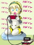  aegis_(persona) android bad_id bad_pixiv_id blonde_hair blue_eyes famicom game_console open_mouth persona persona_3 playing_games seiza short_hair sitting solo tanaka_rikimaru video_game 