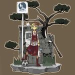  axe bag ball blonde_hair borrowed_character cat faux_figurine glasses groceries instrument original shopping_bag short_hair soccer_ball solo telstar tree ukraine weapon yamaada 