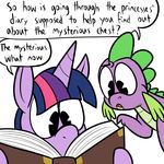  book dialog diary dragon duo equine female feral friendship_is_magic fur hair horn horse karpet-shark male mammal my_little_pony plain_background pony purple_fur reading reptile royalty scalie simple_background spike_(mlp) text twilight_sparkle_(mlp) two_tone_hair white_background 
