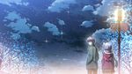  12_no_tsuki_no_eve blue_hair clouds game_cg minori night shiina_anzu sky stars 