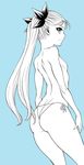  ass dance_in_the_vampire_bund flat_chest mina_tepes monochrome panties side-tie_panties solo tamaki_nozomu topless twintails underwear 