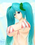  bikini blue_eyes blue_hair breasts highres large_breasts league_of_legends long_hair ryu_seung solo sona_buvelle swimsuit twintails very_long_hair 