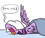 blanket drooling equine female feral friendship_is_magic fur hair horn horse karpet-shark lying mammal meme my_little_pony on_front open_mouth pillow plain_background pony purple_fur royalty saliva simple_background sleeping twilight_sparkle_(mlp) two_tone_hair white_background winged_unicorn wings 