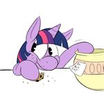  cookie cookie_jar eating equine female feral friendship_is_magic fur hair horn horse karpet-shark mammal my_little_pony plain_background pony purple_fur simple_background solo twilight_sparkle_(mlp) two_tone_hair unicorn white_background 