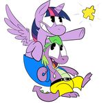  backpack banjo-kazooie clothing dragon duo equine female friendship_is_magic fur hair horn horse karpet-shark male mammal multi-colored_hair my_little_pony open_mouth plain_background pony purple_fur purple_hair reptile royalty scalie shorts spike_(mlp) teeth twilight_sparkle_(mlp) two_tone_hair white_background winged_unicorn wings 